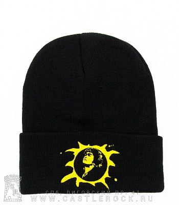 шапка с отворотом и вышивкой кино в. цой (солнце)
