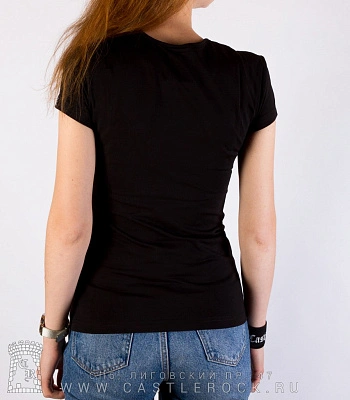 женская футболка девушка с вороном (светится)