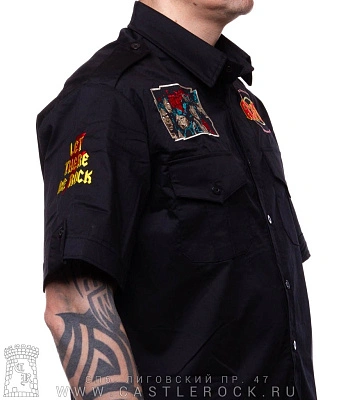 рубашка с коротким рукавом ac/dc "let there be rock" (вышивка)