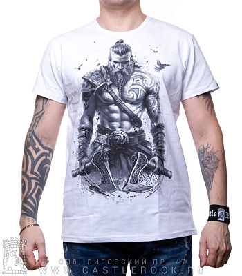 футболка викинг (белая, светится)