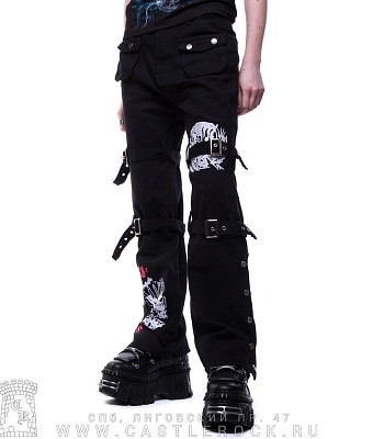 джинсы женские с принтами (ремни, кнопки, накладные карманы)