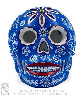 статуэтка череп расписной santa muerte (синий)