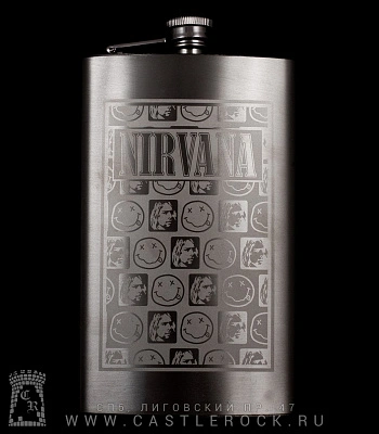фляга стальная с гравировкой nirvana 10 oz