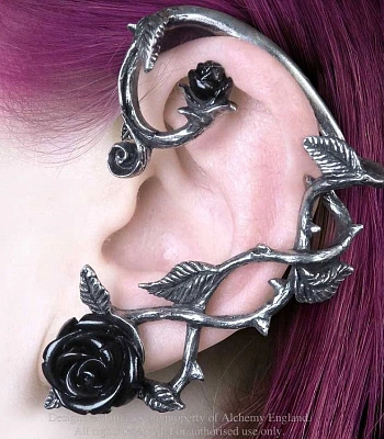серьга кафф alchemy gothic (алхимия готик) e410 wild black rose