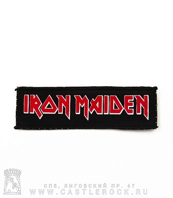 нашивка iron maiden (надпись красная с белым)