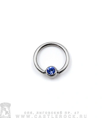 Кольцо BCR Сталь с Шариком со Стразом (синим) 1,6 х 11 х 5