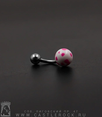 Банан Сталь с Шариками Сердечки (розовые на белом) 1,6 х 10 х 5/8