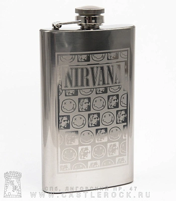 фляга стальная с гравировкой nirvana 10 oz