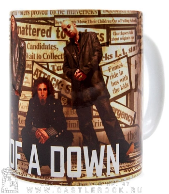 кружка system of a down "mezmerize" (надпись белая)