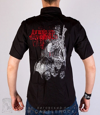 рубашка с коротким рукавом avenged sevenfold (скелет с крыльями)