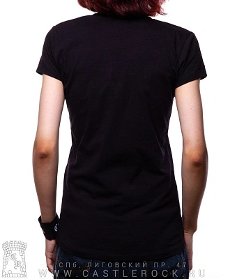 женская футболка slayer (орел ч/б, надпись красная)