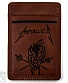 кардхолдер с гравировкой metallica (коричневый, ручная работа)