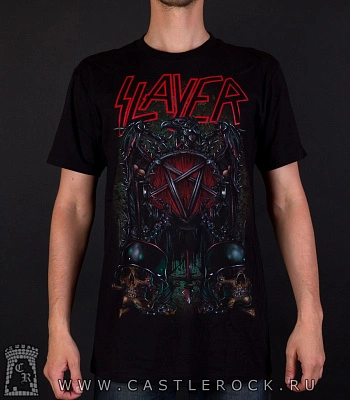 футболка slayer (пентаграмма, орел, черепа в касках)