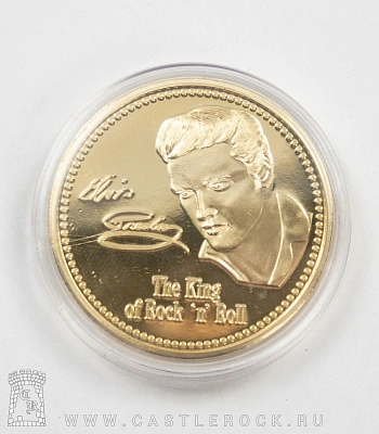 монета сувенирная крупная elvis presley "the king of rock'n'roll" (золотистая)