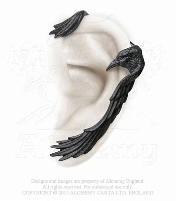 серьга кафф alchemy gothic (алхимия готик) e355 raven ear-wing
