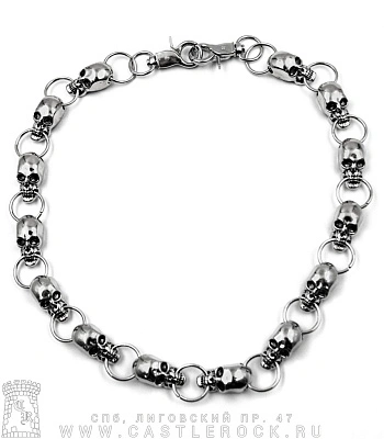 цепь с карабином черепа (большие, плоские)