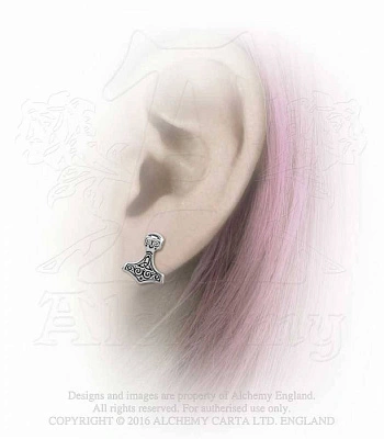 серьги alchemy gothic (алхимия готик) e384 thor hammer