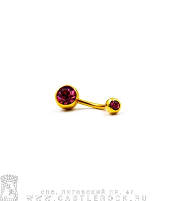 Банан Сталь Золотистый с Шариками со Стразами (розовыми) 1,6 х 11 х 5/8