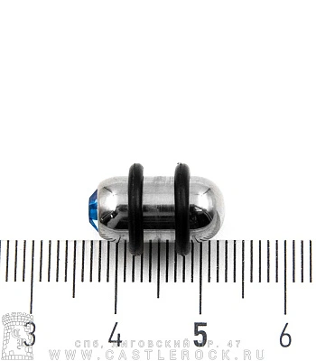 Плаг Сталь со Стразом (голубым, с резинками) 8 мм