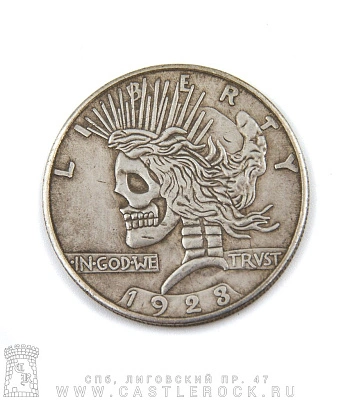 монета сувенирная крупная liberty череп "in god we trust"