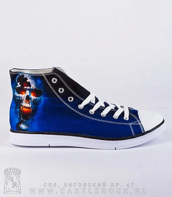 кеды череп с пламенем (синие)