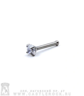 Гвоздик для носа Титан со Стразом (прозрачным) 0,8 х 6,5 х 2,5