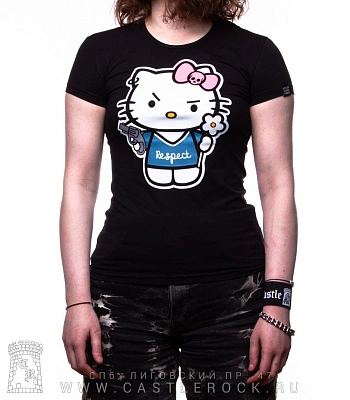 женская футболка котенок hello kitty "respect" (светится)