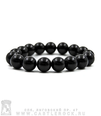 браслет из натурального камня агат черный (12 мм)
