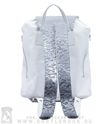 рюкзак кожаный o'skull белый (декоративные вставки, два кармана)