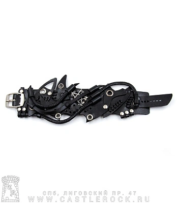 напульсник кожаный стимпанк черный (bspk-14)