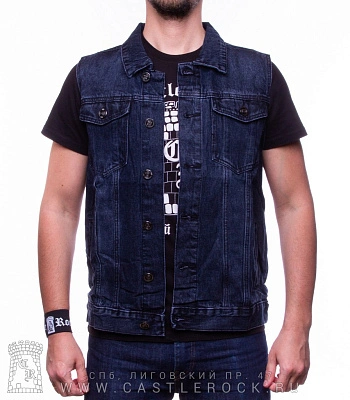 жилет джинсовый синий (потертый) 7042