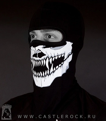 шапка балаклава челюсть с клыками (белая)