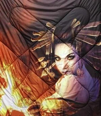 одеяло девушка и горящий скелет