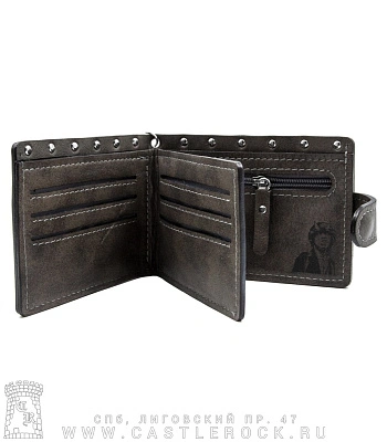 портмоне с цепью ac/dc "high voltage rock'n'roll 1975" (гравировка, на кнопке, ручная работа)