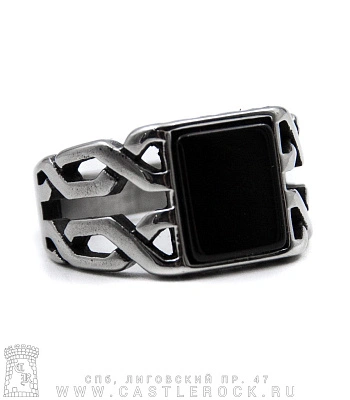 перстень с черной вставкой (орнамент)