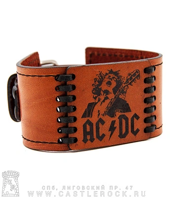 браслет кожаный с гравировкой ac/dc