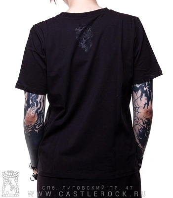 женская футболка santa muerte (ч/б, прямая, светится)