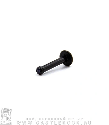 Лабрет Безрезьбовой Биофлекс Черный со Стразом (сиреневым) 1,6 х 10 х 2