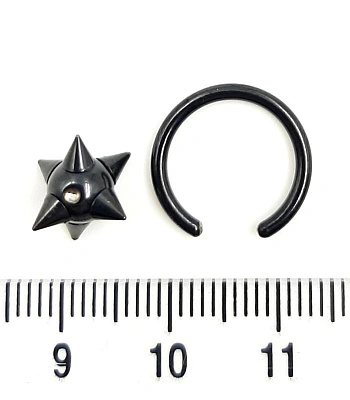 Кольцо BCR Сталь Черное с Шариком Шипастым 1,6 х 12 х 11