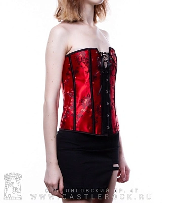 корсет красный с цветами