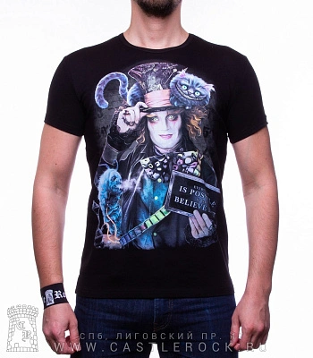 футболка шляпник и чеширский кот (светится)