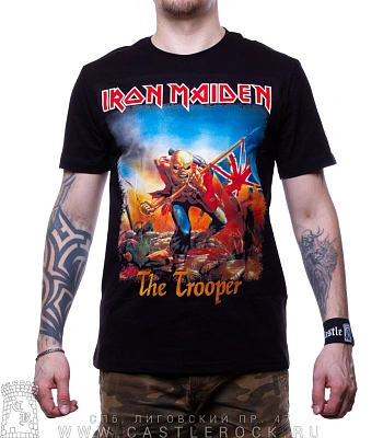 футболка iron maiden "the trooper" (голубой фон)