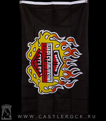 флаг harley-davidson (лого в огне)