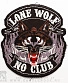 нашивка волк в пламени "lone wolf no club" (вышивка)