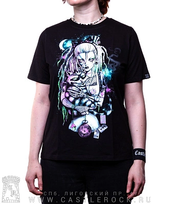 женская футболка алиса в стране чудес (зомби, прямая, светится)
