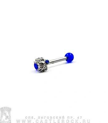 Микроштанга Сталь с Акриловыми Шариками и Пауком со Стразом (синим) 1,2 х 10 х 3/5