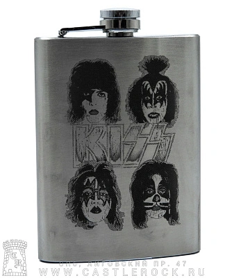 фляга стальная с гравировкой kiss 8 oz