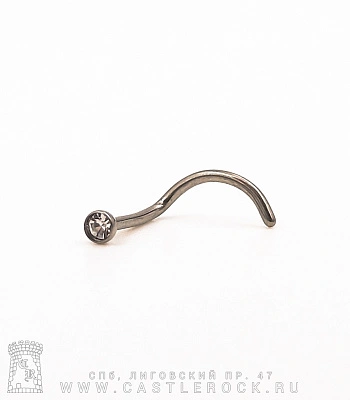 Крючок для носа Титан со Стразом (прозрачным) 0,8 х 6 х 2