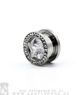 Плаг Сталь с Камнем Звезда (прозрачным) 14 мм