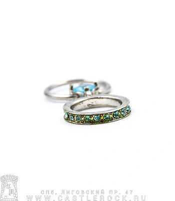 Кольцо BCR Сталь с Подвеской Кольцо (стразы голубые) 1,6 х 13